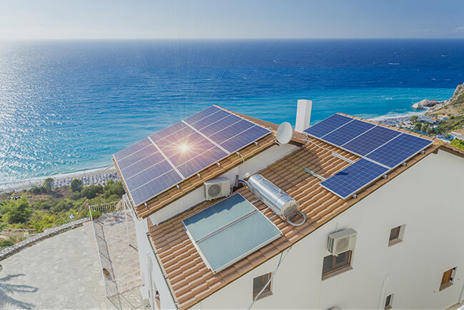 A luxurious home with solar panels